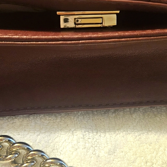 New Kate Spade Reese Park Marci Cherry Leather Quilted Chevron Flap Chain Purse - Picture 6 of 8